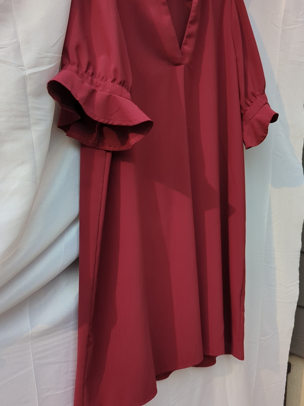 Famulily Split V Neck Ruffle Sleeve Shift Dress Romantic Poetcore Corporate Chic - Picture 6 of 14
